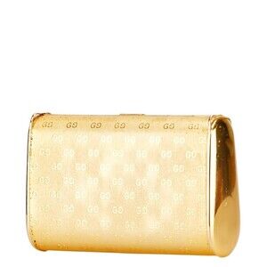 Gucci clutch GG logo plated party bag gold